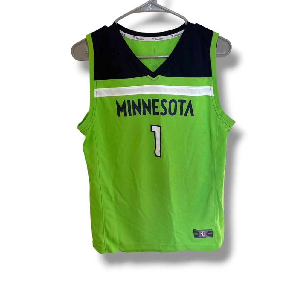 Fanatics Anthony Edwards Jersey Youth XL Green Minnesota Timberwolves NBA #1